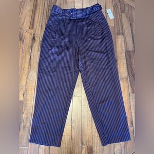 Anthropologie striped trouser pants navy and red brand new! Belted size 8